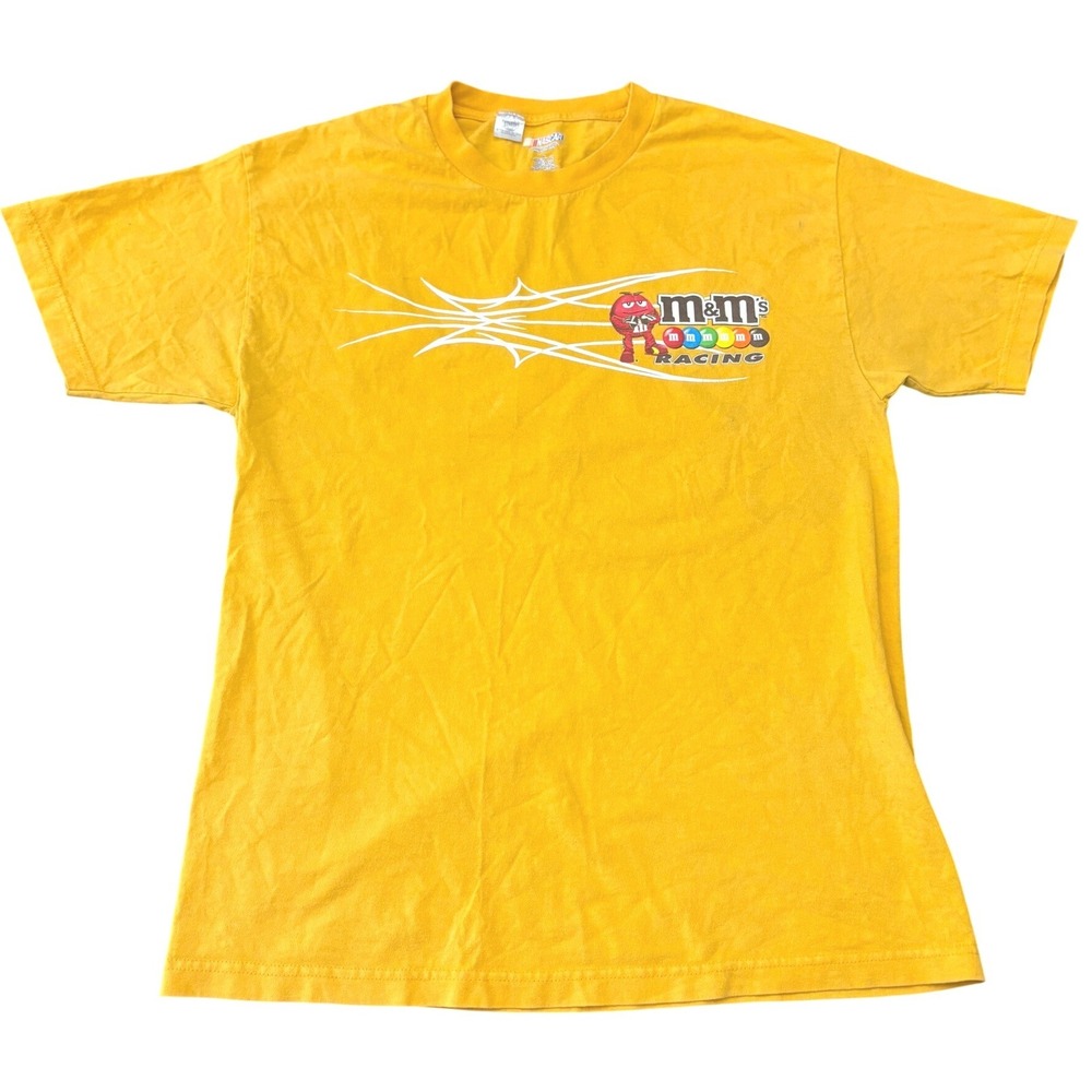Kyle Busch M&M Racing 18 NASCAR T-Shirt Mens Large Yellow Joe Gibbs Racing Tee